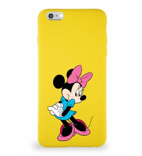 Apple iPhone 6 Plus Soft Premier Kapak Minnie Mouse-F Tasarımlı Silikon Kılıf - Sarı (Şeffaf)