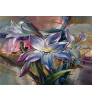 Mor Çiçekler Sayılarla Boyama Seti 40x50 cm (Tuvale Gerili)
