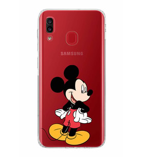 Samsung Galaxy A20  Kamera Korumalı  Kapak Mickey Mouse Tasarımlı  Şeffaf Kılıf