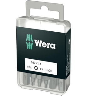 Wera Uç Çeşitleri, 867/1 Tx 10 Diy, Tx 10 X 25 Mm (Kutu Başına 10 Uç), 05072406001