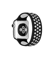 Apple Watch 38mm Ayarlı Delikli Silikon Kordon - Siyah-beyaz