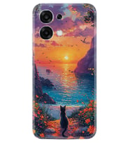 Oppo A6 Pro Kılıf Boutique Baskılı Resimli Manzara Kedi Pcode -096