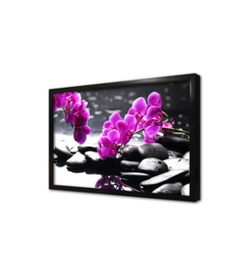 Spa Taşları ve Orkide Çerçeveli Mdf Tablo