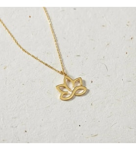 Kişiye Özel 925 Ayar Gümüş Tasarım Lotus Çiçeği Kolye (Gold)