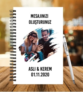 Sevgiliye Özel Ahşap Defter Kalem Hediye Seti