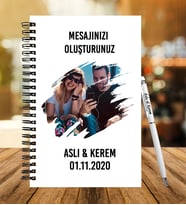 Sevgiliye Özel Ahşap Defter Kalem Hediye Seti
