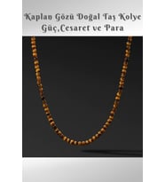 Kaplan Gözü Doğal Taş Kolye ( Güç, Cesaret Ve Para ) 6 Mm