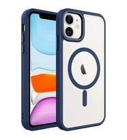 Apple iPhone 11 Kılıf Zore Krom Magsafe Silikon Kılıf (Lacivert)