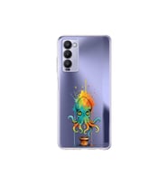 Tecno Camon 18P ile uyumlu Splash ahtapot tasarımlı şeffaf silikon kılıf