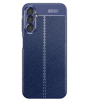 Galaxy A54 Kılıf Deri Desenli Kamera Korumalı Silikon (Lacivert)