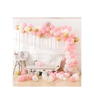 Pembe Beyaz Gold Krom Konfetili Balon Zincir Seti - 5 Metre