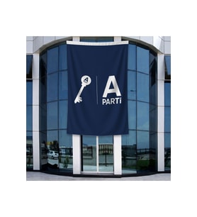 Mavi Anahtar Parti Bayrağı 140gr Premium Raşel Kumaş 400x600cm