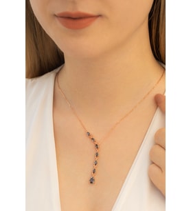 Vog -  Mistik Topaz Taşlı Rose Damla Model Kadın Gümüş Kolye Gklmstktdml-ros