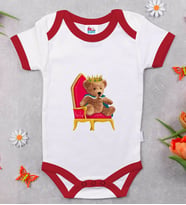 BK Kids Kral Tasarımlı Kırmızı Bebek Body Zıbın-1