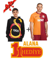 Galatasaray Orijinal Büyük Logolu Sweat 5 Yıldız Parçalı Forma Hediyeli (Siyah)