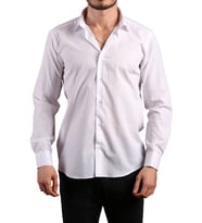 Beyaz Dar Kesim Slim Fit Uzun Kol Düz Renk Erkek Gömlek  - 151-1