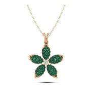 Pırlantalı Flower Kolye (Altın-Beyaz)