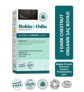 Organik Amonyaksız Slikonsuz Parabensiz Meyve Ekstresi İçeren Vegan Saç Boyası	3 Dark Chestnut / Koyu Kestane