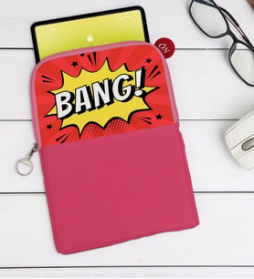 BK Gift Pop Art Tasarımlı Taşınabilir Koruyucu Tablet Kılıfı & Organizer Çanta - Pembe-13
