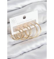 Pirinç Halka Model Gold Renk Kadın Set Küpe 5886