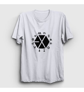 Presmono Unisex Beyaz Symbols Logo Exo T-Shirt 61693tt (Beyaz)