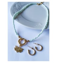 Lotus Çiçeği Kolye Küpe Seti