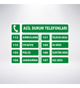 acil durum telefonları 21x28 Arkası Sticker