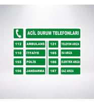 acil durum telefonları 21x28 Arkası Sticker