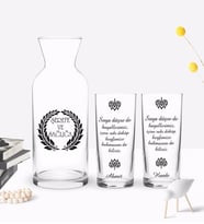 BK Gift Kişiye Özel Renkli Baskılı Suya Düşse De Hayallerimiz Tasarımlı İkili Rakı Bardağı ve Karaf Hediye Seti-1 (Model 1)