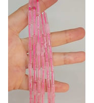 Pembe Kuvars Taşı Silindir Kesim 4x12.5mm Dizi (49376)
