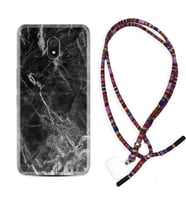 Xiaomi Redmi 8A 8 Pro 9C 9T 10C 11T Pro Kılıf Boyun Asklı Rasta Silikon Kara Mermer 1375
