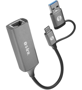 SWV-USBC029 Gri Metal Type-C + USB3.0 Çeviricili 10/100/1000Mbps Adaptör, USB3.0 Ethernet Çevirici, Type C Ethernet Çevirici