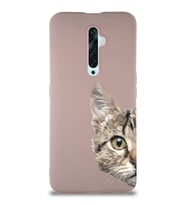 Oppo Reno 2Z Soft Premier Kapak Catface Tasarımlı Silikon Kılıf - Pudra (Şeffaf)