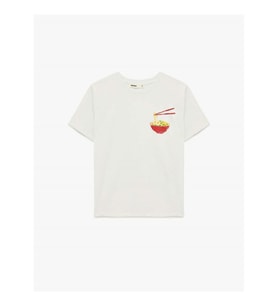 Koton Ramen Baskı Detaylı Beyaz Kadın T-Shirt 6SAK50055EK