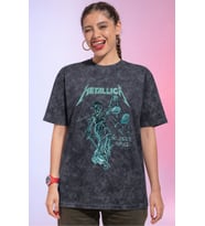 Tasarım Metallica Rock Metal Müzik Grubu Baskılı Unisex Oversize Vintage Yıkamalı Tişört