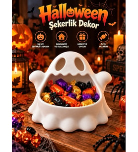 Halloween Cadılar Bayramı Dekoratif Hayalet Şekerlik Kase Masa Üstü Dekor