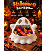 Halloween Cadılar Bayramı Dekoratif Hayalet Şekerlik Kase Masa Üstü Dekor