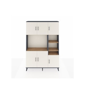 Arges Dolap 10 Raflı 6 Kapaklı 132x30x195 Antrasit-Aytaşı/Çam