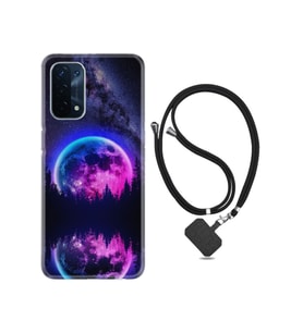 Oppo A74 Kılıf Silikon Ipli Boyun Askılı Desenlim Star Planet 1652