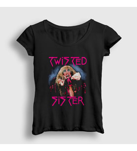 Presmono Kadın Siyah Twisted Sister T-Shirt 180278tt