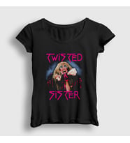 Presmono Kadın Siyah Twisted Sister T-Shirt 180278tt