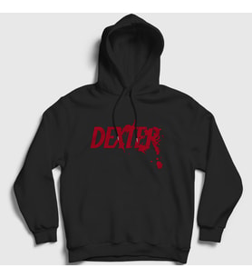 Presmono Unisex Beyaz Logo Dexter Kapüşonlu Sweatshirt 188713tt (Siyah)