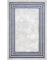 Salon Halısı Mavi Ekru Geometrik Desenli Modern Stil Dijital Baskı Kaymaz Tabanlı Koridor Halısı