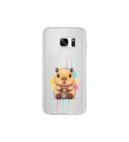 Samsung Galaxy S7 ile Uyumlu Splash Kapibara Tasarımlı Şeffaf Silikon Kılıf