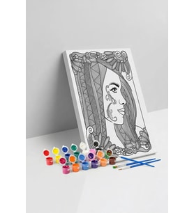 Kadın Portresi Desenli Mandala Tuval Boyama Seti 40x50 cm