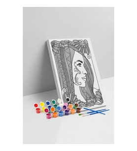 Kadın Portresi Desenli Mandala Tuval Boyama Seti 40x50 cm
