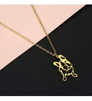 Sevimli Pug Köpek Silüet Kolye 925K Gümüş (Gold)