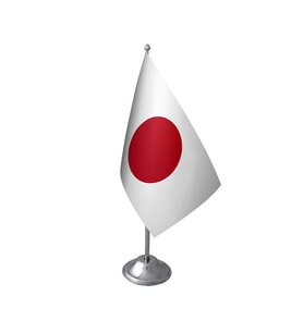 Masa Üstü Japonya Bayrağı Krom Direk Masa Bayrak Seti
