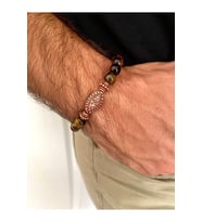 Unisex - Elegant > Celtic Tarzı Ahşap + Kaplan Gözü Doğal Taşlı Padore Bileklik  Handmade