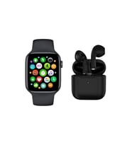 Tüm Akıllı Telefonlarla Uyumlu Smart Watch 6 Series W8 Kolay Kurulumlu Akıllı Saat + Pro 5 Kablosuz Bluetooth Kulaklık İkili Paket (Siyah)